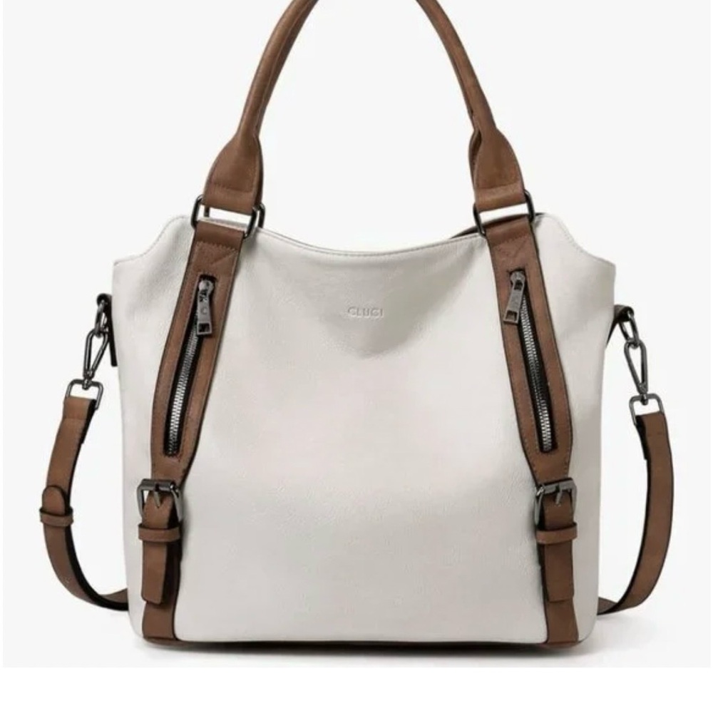 Chic Cream  and Brown Shoulder Bag